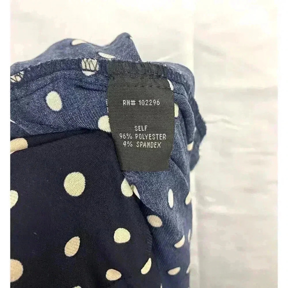 Dark Blue Polka Dot Sheath Wrap Dress Jersey Connected Apparel Sz 6 - Picture 8 of 9